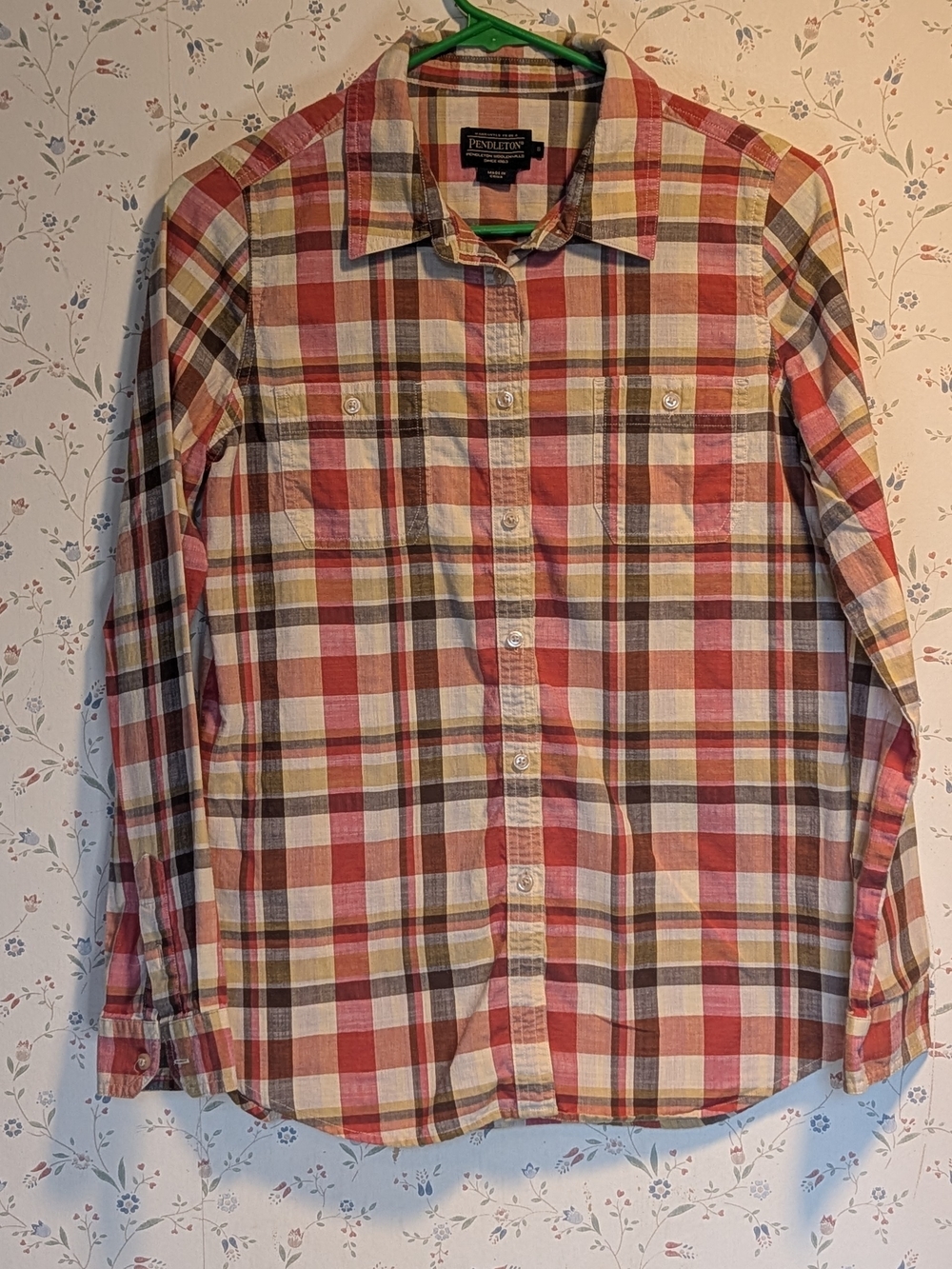 Pendleton Shirt Multicolor Plaid Button-Down Norm Core Bloke S timeless orange